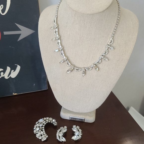 1950s Rhinestone Jewelry Set - Picture 1 of 7